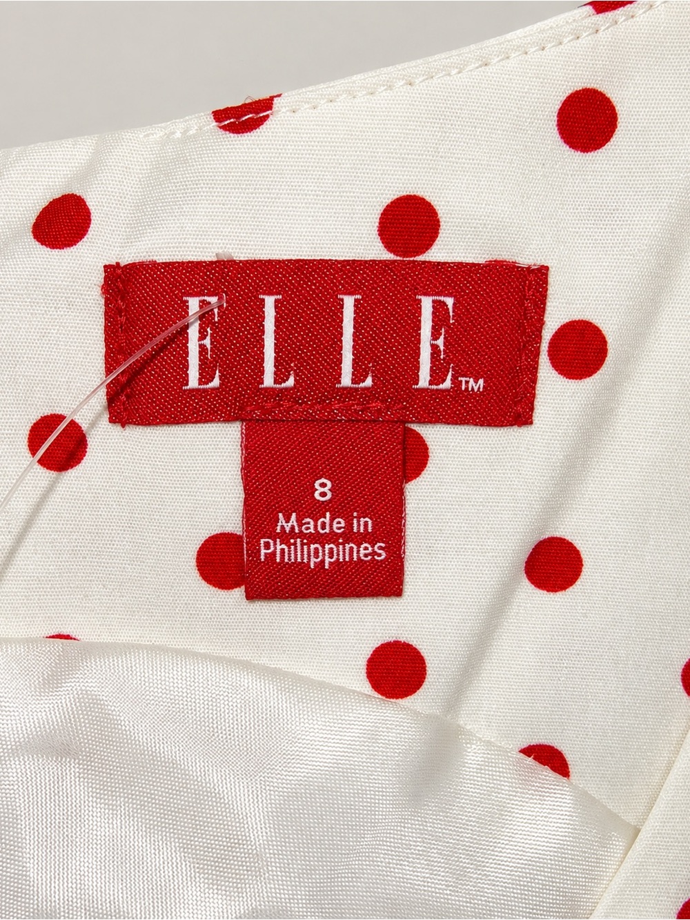 ELLE Size 8 Red Polka Dot Fit & Flare Dress Black Bow Belt Retro Style #1139 - Picture 5 of 5